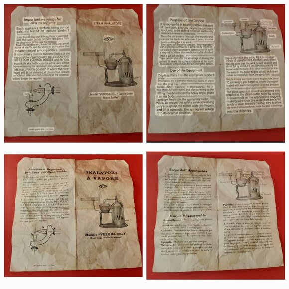 Rare 1920s Verona 30 F All-Brass Steam Inhaler (Italy) Antique Collector Item - Picture 17 of 17